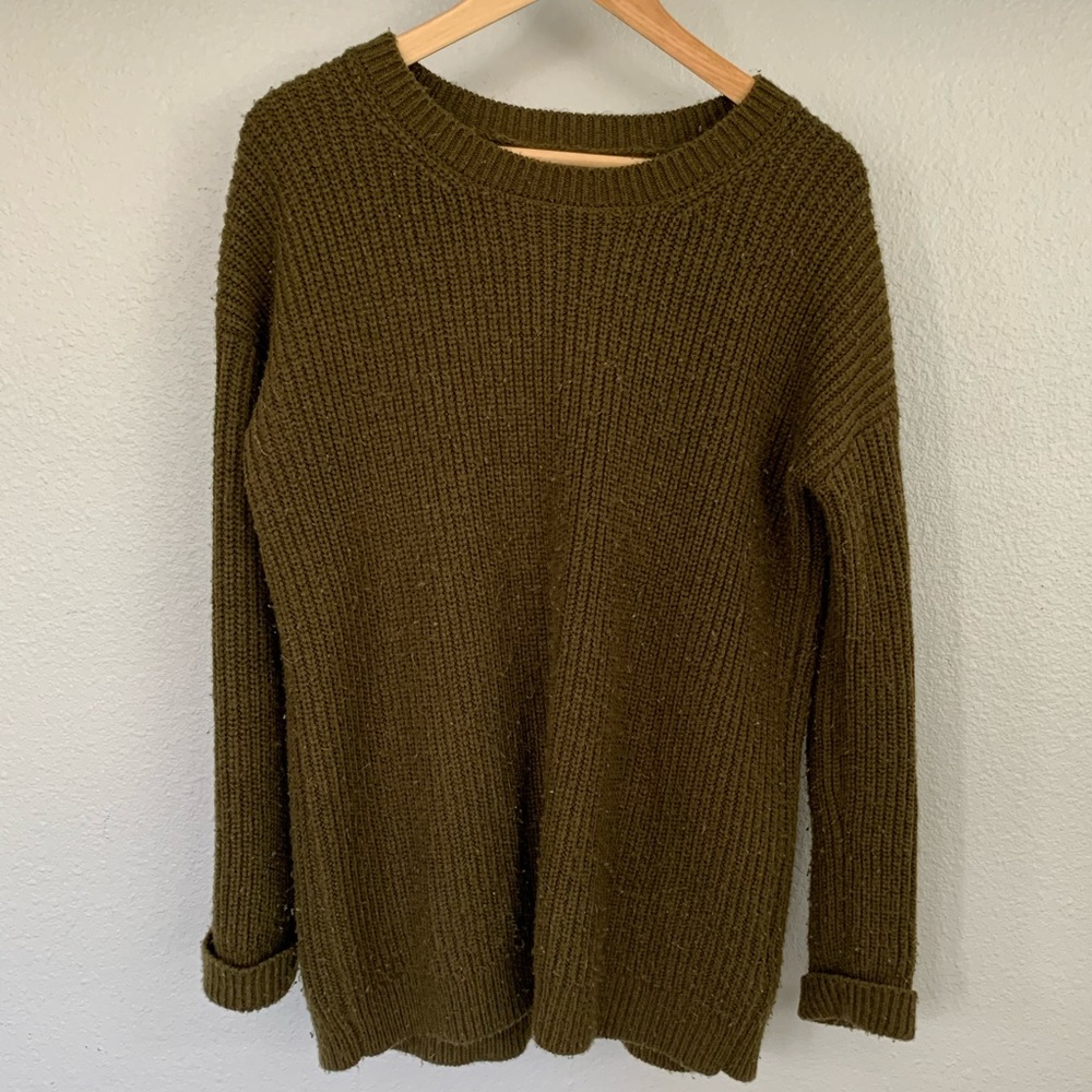 Forever 21 Chunky Knit Olive Green Sweater Sz S
